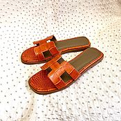Обувь ручной работы handmade. Livemaster - original item Sandals made of genuine crocodile leather, in orange color!. Handmade.