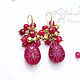 Ruby drop earrings, rubies brass carved red crimson Burgundy. Earrings. Ritasdreams (ritasdreams). My Livemaster. Фото №6