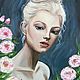 Картина маслом "Девушка и розы", портрет красивой женщины, Картины, Апшеронск,  Фото №1