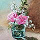 Oil painting Roses. The charm of the morning, Pictures, Zhukovsky,  Фото №1