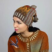 Аксессуары handmade. Livemaster - original item Accessories set Autumn, hat and scarf, sectional wool, jacquard. Handmade.