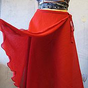 Юбка миди на кокетке из шерстяной фланели(серо-рыжая)