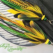 Украшения handmade. Livemaster - original item Exotic earrings made of rooster and parrot feathers. Handmade.