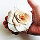 Elastic band for hair Rose Salmon flower made of leather rose on an elastic band. Scrunchy. De-Si-Re. My Livemaster. Фото №5