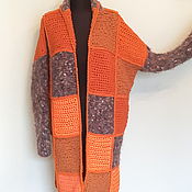 Одежда handmade. Livemaster - original item Knitted Orange coat: Orange square. Handmade.