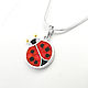 Order Pendant ladybug. Pendant with red coral. Handmade. ARIEL - MOSAIC. Livemaster. . Pendant Фото №3