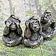 Кулон, миниатюра "Три мудрые обезьяны" серебро 925. Кулон. Мастер Ювелирного Счастья. Интернет-магазин Ярмарка Мастеров.  Фото №2