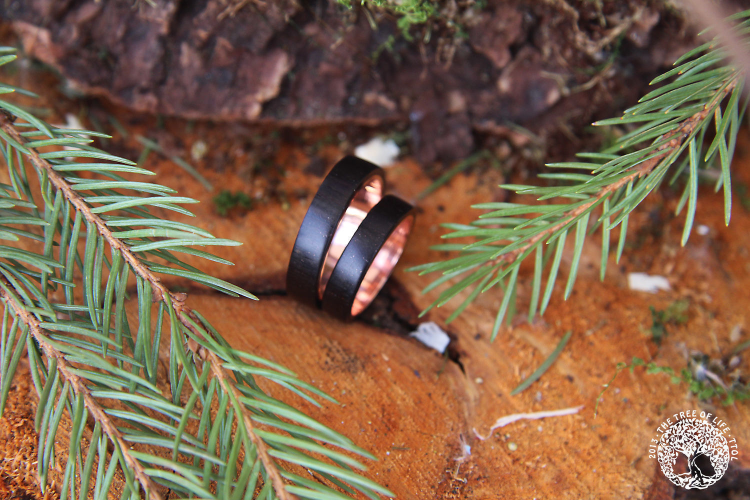 Деревянные кольца с медью – заказать на Ярмарке Мастеров – QLUVERU .