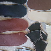 Материалы для творчества handmade. Livemaster - original item A set for sewing guest slippers made of eco-leather and suede. Handmade.