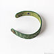 Order Green Leather Bracelet for Women Girls. Two Starlings. Livemaster. . Cuff bracelet Фото №3