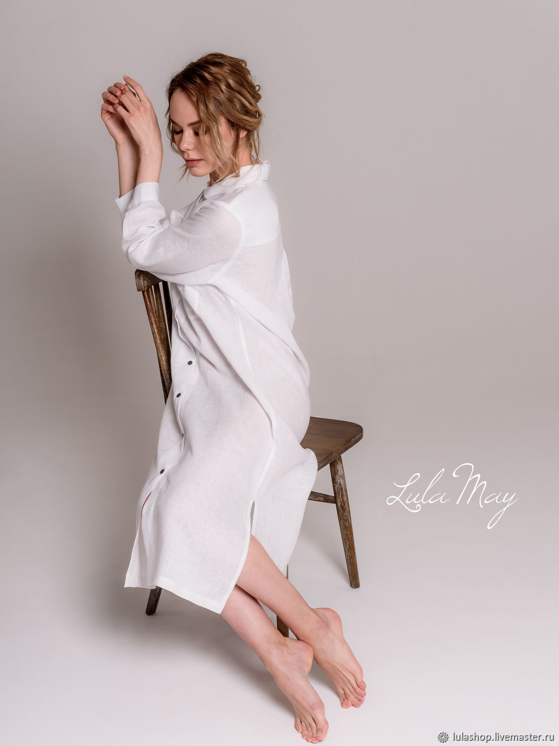 Liberty linen white button-down nightgown, Pyjamas, Moscow,  Фото №1