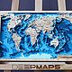 Карта мира с глубинами 40*26 см, 7 слоёв, бирюзовая, Карты мира, Санкт-Петербург,  Фото №1
