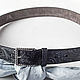 Black Gray Leather Belt for Women, 3.4 cm wide. Straps. Two Starlings. My Livemaster. Фото №4