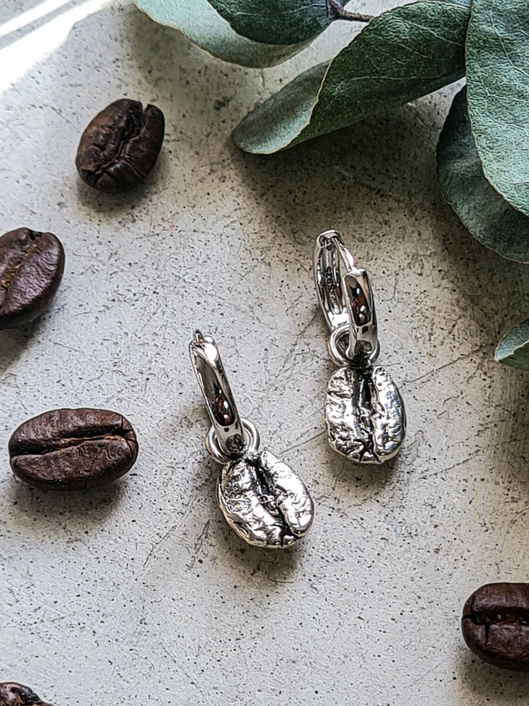 Дизайнерские серьги из серебра пробы в виде кофейных зерен, Винтажные Украшения для оптовой продажи