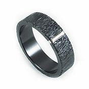 Украшения handmade. Livemaster - original item Titanium ring black with white gold insert. Handmade.