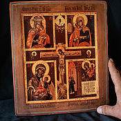 Картины и панно handmade. Livemaster - original item Icon of the Crucifixion and images of the Mother of God. Handmade.