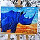 Картина Синий Носорог, фен-шуй оберёг для дома, Картины, Бахчисарай,  Фото №1