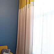 Для дома и интерьера handmade. Livemaster - original item The curtains are textured with mustard edging. Handmade.