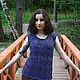Топ из хлопка Dark blue. Топы. IRINA GRUDKINA Handmade Knitwear. Ярмарка Мастеров.  Фото №5
