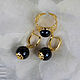 Order Jewelry set with black agate under gold (ring earrings). CvetlanaCm (avtorbiju). Livemaster. . Jewelry Sets Фото №3