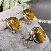 Украшения handmade. Livemaster - original item Earrings and ring made of natural citrine. Silver 925 pr. Handmade.