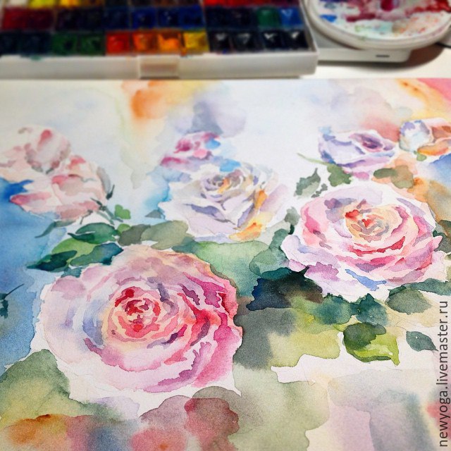 Акварель "Розы" в интернет-магазине на Ярмарке Мастеров | Картины ...