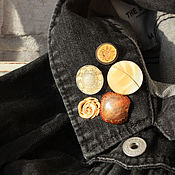 Украшения handmade. Livemaster - original item Set of brooches: badges from vintage buttons 
