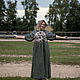 Льняное платье женское  длинное зелёное с рукавами. Платья. ●Zanka●авторская одежда и аксессуары. Ярмарка Мастеров.  Фото №5