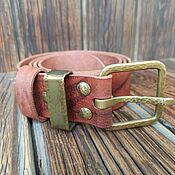 Аксессуары handmade. Livemaster - original item Leather belt with handmade forged brass buckle. Handmade.