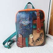 Сумки и аксессуары handmade. Livemaster - original item Author`s leather backpack with custom painting.. Handmade.