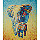 Картина Слоны Слон Мать и дитя Животные Холст Масло 60 х 50 см, Картины, Миасс,  Фото №1