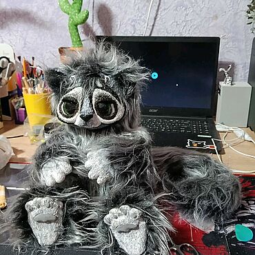 Куклы и игрушки ручной работы. Ярмарка Мастеров - ручная работа Игрушка в смешанной технике "Пушистый кот". Handmade.