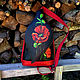 Черный pюкзак - сумка из кожи с росписью " Маковый ", Backpacks, Trakai,  Фото №1
