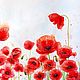 Painting Poppies flowers for interior living room bedroom red white scarlet. Pictures. give to know the wonders. Online shopping on My Livemaster.  Фото №2