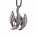 Silver Dragon Pendant, Oxidized Jewelry, Best Gift For Her and Him