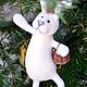 Felt toy White Hare with basket. Felted Toy. Homaaxel. Online shopping on My Livemaster.  Фото №2