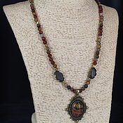 Украшения handmade. Livemaster - original item Necklace with pendant made of landscape jasper stones. Handmade.