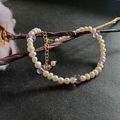 Украшения handmade. Livemaster - original item Pearl bracelet with the purest lavender amethyst. Handmade.