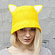 Желтая летняя шляпа с ушками. Шляпы. Woolcraft. Интернет-магазин Ярмарка Мастеров.  Фото №2