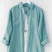 Одежда handmade. Livemaster - original item Women`s linen shirt of dusty blue color. Handmade.