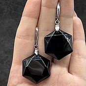 Украшения handmade. Livemaster - original item Earrings for women made of natural stones black obsidian. Handmade.
