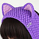 Order Headband with Cat ears, knitted for Purple hair. Space Cat Knitting. Livemaster. . Bandage Фото №3