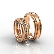 Свадебный салон handmade. Livemaster - original item Paired wedding rings with gold stones (OB56). Handmade.