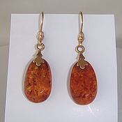 Винтаж handmade. Livemaster - original item Amber Gold 583 Gold Amber Earrings Vintage USSR. Handmade.