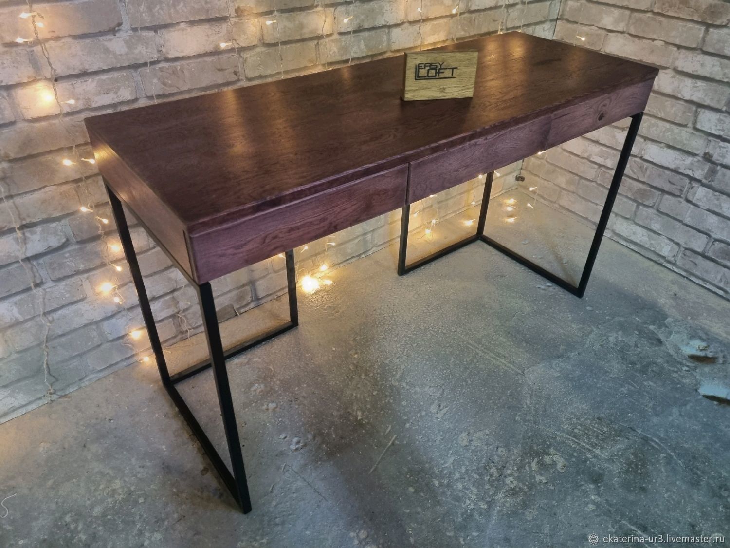 Стол письменный с ящиками из массива дуба в стиле лофт в интернет ...
