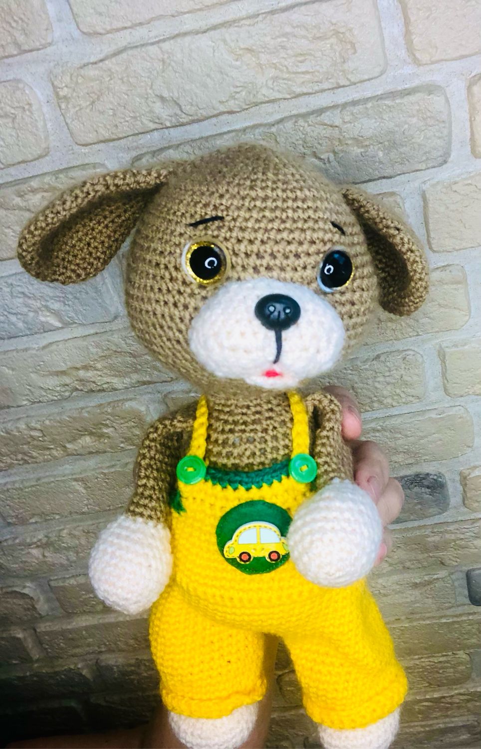 Зайка, собачка и медвежонок амигуруми в фото