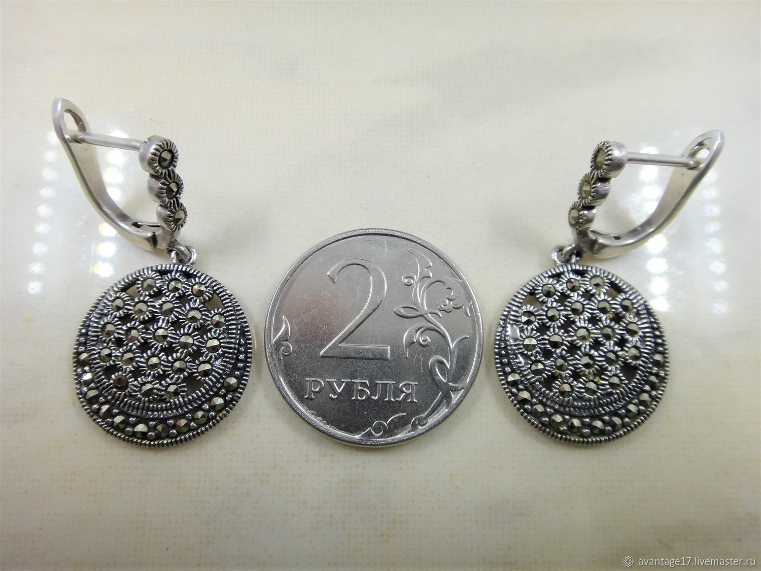 Винтаж: Роскошные серьги, Арт-деко, серебро 925 пробы, марказиты купить ...