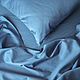 Синее постельное белье из однотонного сатина люкс (евро размер). Комплекты постельного белья. Хорошее постельное белье Lemay Home. Интернет-магазин Ярмарка Мастеров.  Фото №2