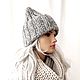 Knitted women's winter hat with lapel grey melange. Caps. Natalie Wool -Art. Online shopping on My Livemaster.  Фото №2