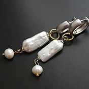 Украшения handmade. Livemaster - original item Earrings with two white pearls. Handmade.